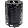 Global Equipment Outdoor Diamond Steel Trash Can With Flat Lid   Base, 36 Gallon, Black 261924BKD